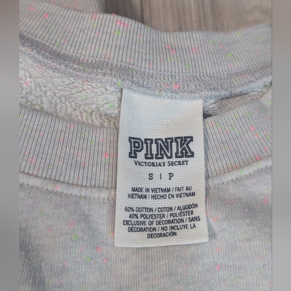 2013 Victoria's Secret VS LOVE PINK Texture Crest Confetti Sweatshirt (Small) - Picture 10 of 13